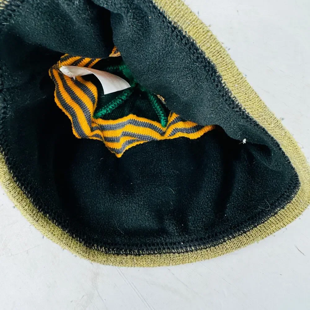 Patagonia Toddler Beanie Hat Striped Pattern‎ Knit Logo Patch Green Yellow Boys
